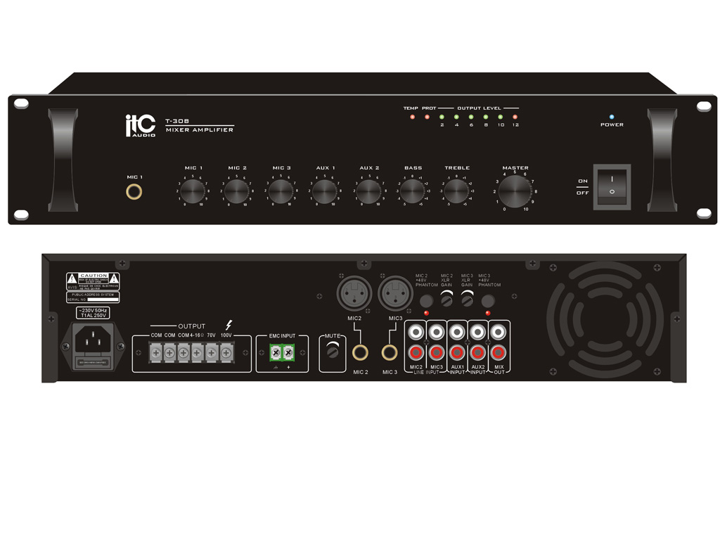 30 watt Mixer Public Address Amplifier, 3 Mic, 2 Aux Edwards Sound